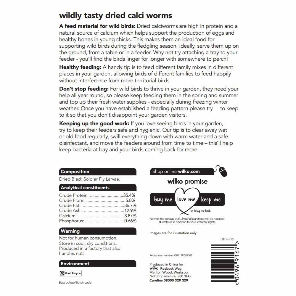 Wilko Wild Bird Dried Calci Worms 500g Image 6