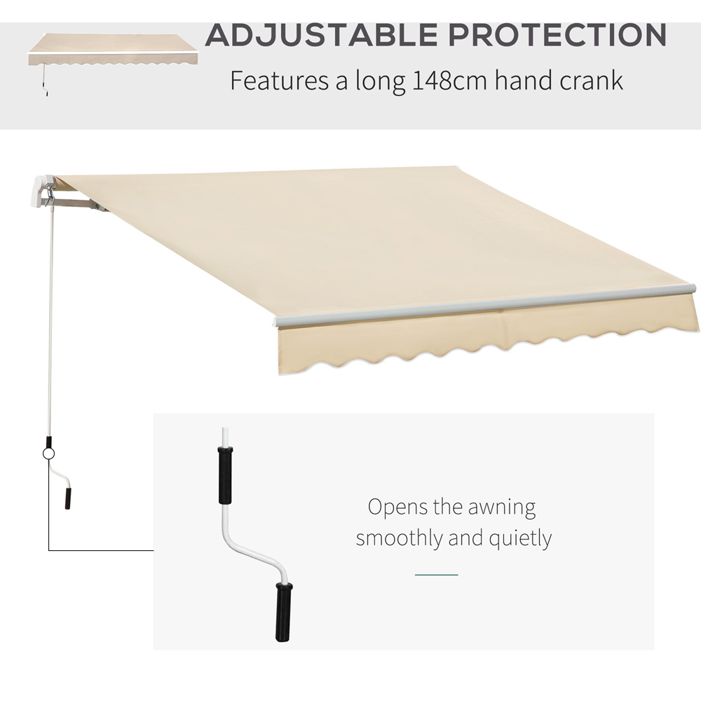 Outsunny Beige Manual Retractable Awning 3.5 x 2.5m Image 6