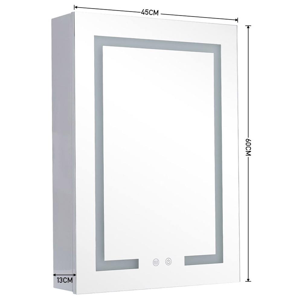 Living and Home White Minimalist Design LED Mirror Bathroom Cabinet Image 7