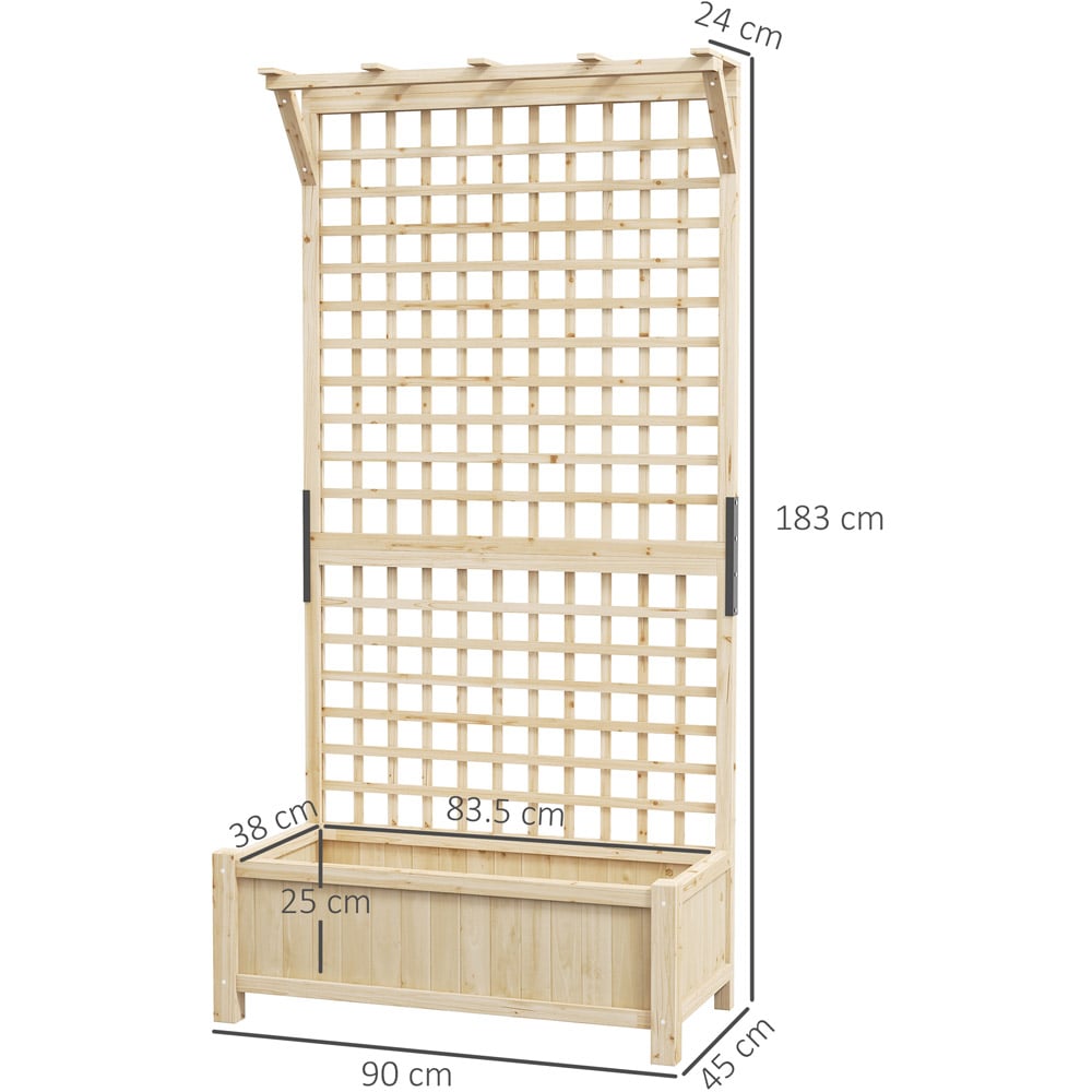 Outsunny Natural Wood Planter with Trellis for Climbing Plants Image 7