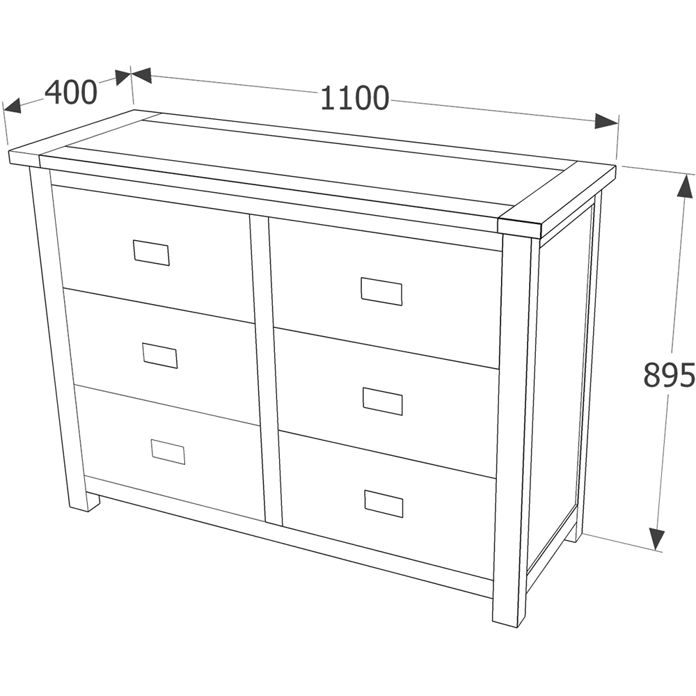 Core Products Boston 6 Drawer Wide Chest of Drawers Image 7