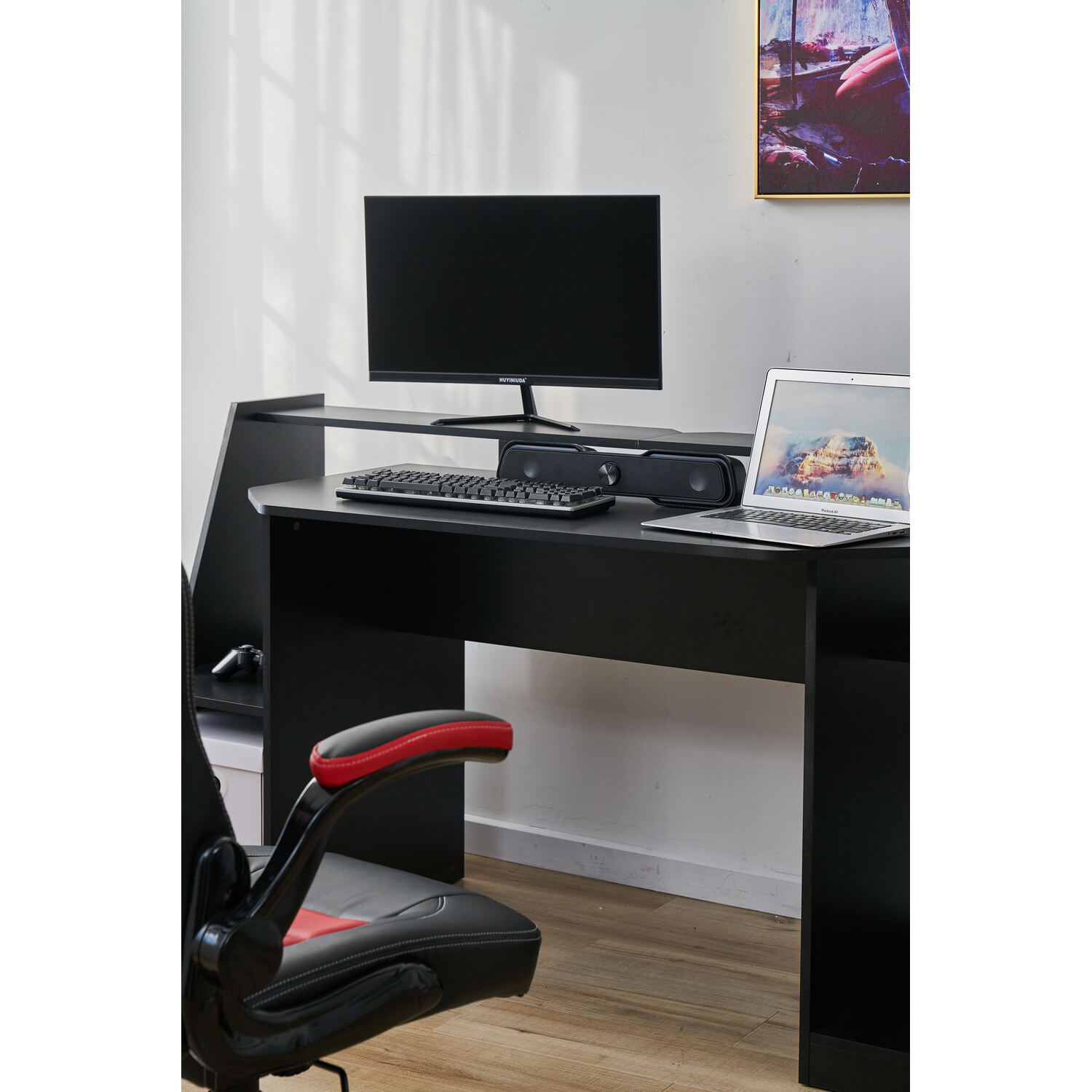 2 Tier Black Gaming Desk Image 4