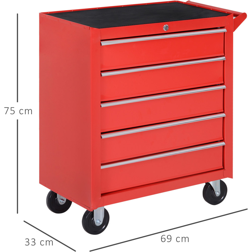 Durhand Red 5 Drawer Roller Tool Cabinet Image 8