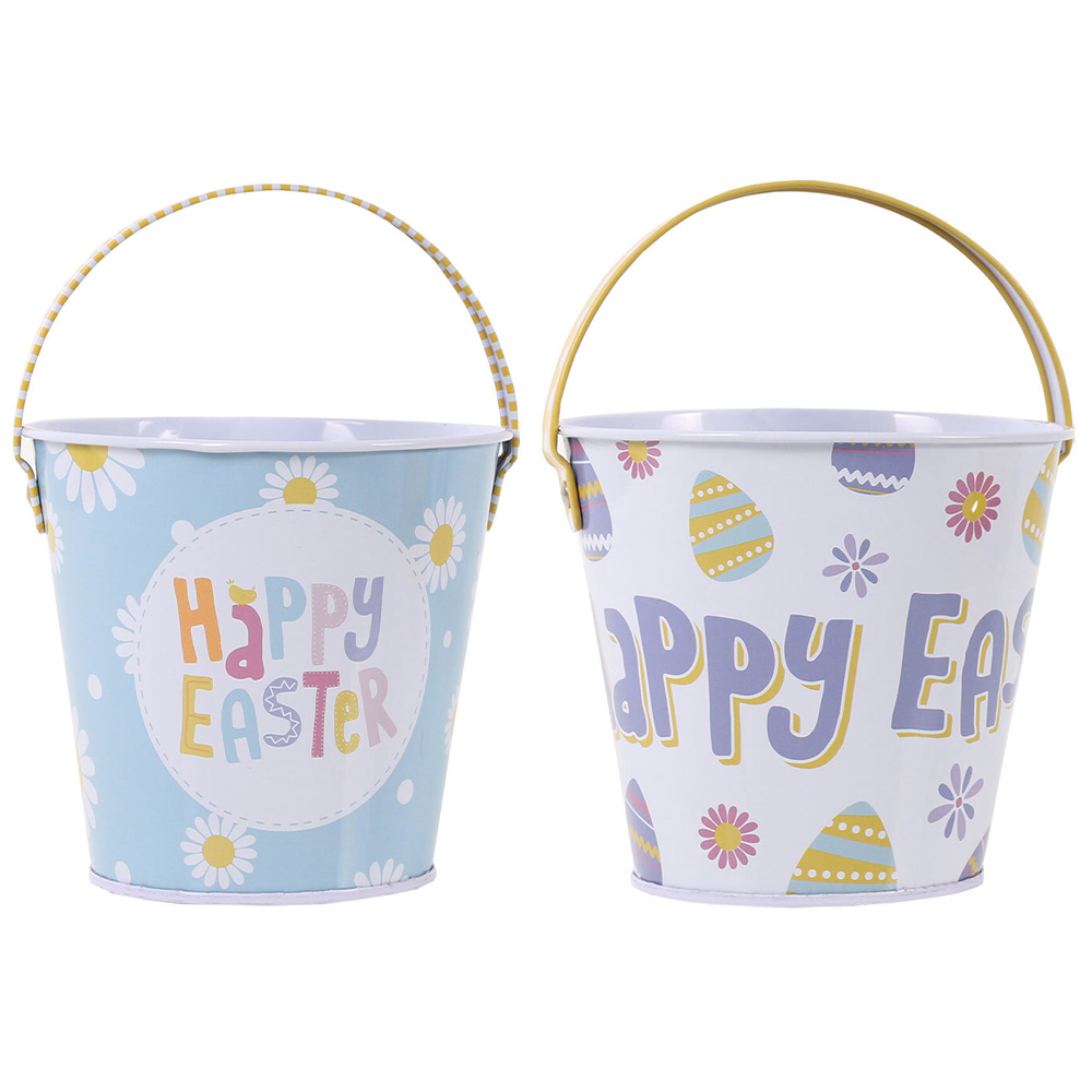 Single Happy Easter Tin Buckets in Assorted styles Image 1