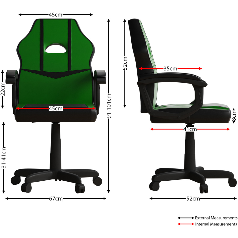 Vida Designs Comet Green and Black Swivel Office Chair Image 8