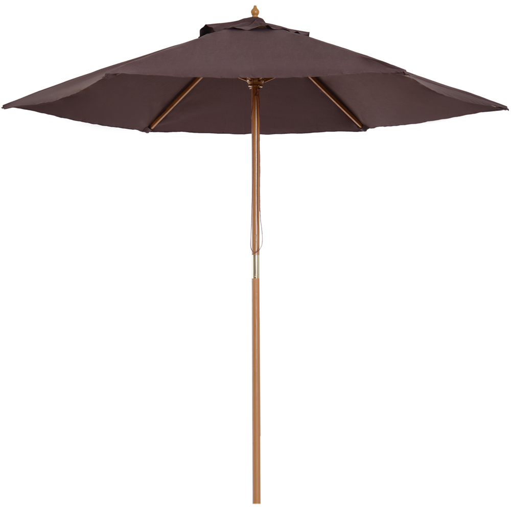 Outsunny Coffee Wooden Parasol 2.5m Image 1
