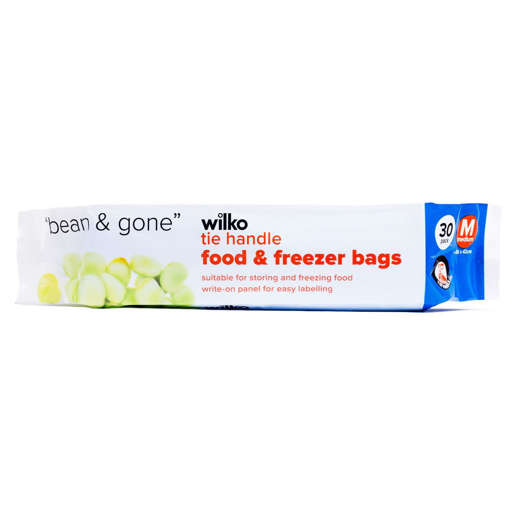 Wilko Tie Handle Food and Freezer Bags Medium 30 Pack Image 1