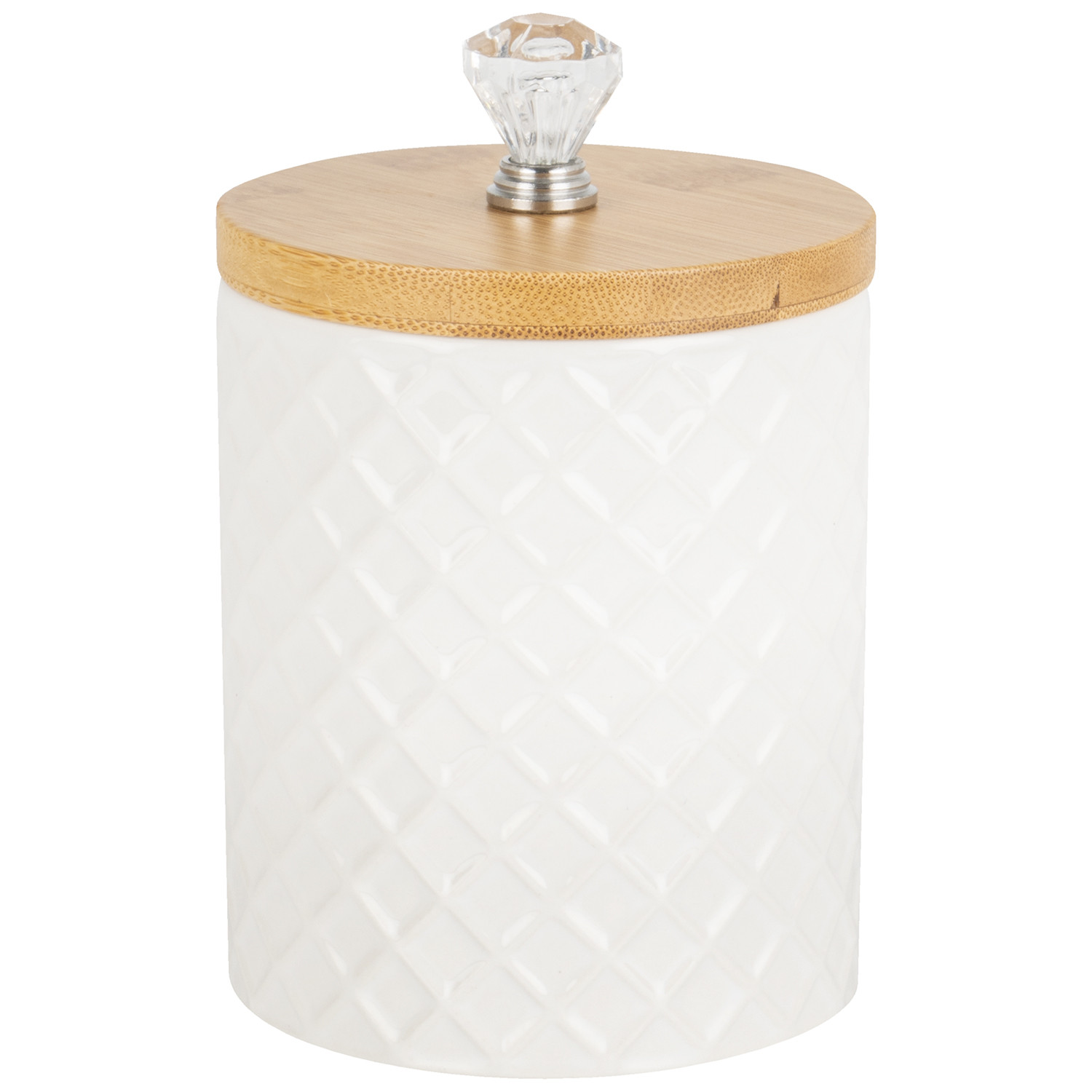 White Embossed Jewell Top Canister Image