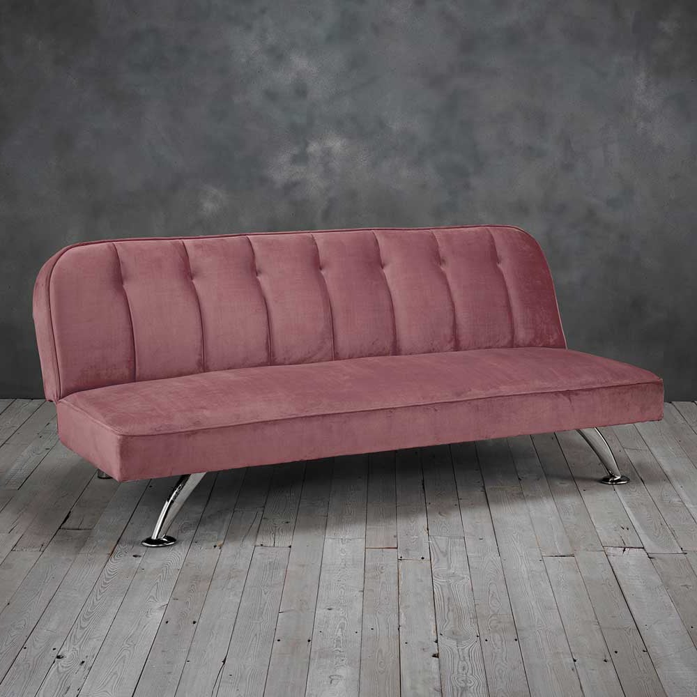 Brighton Double Sleeper Pink Velvet Sofa Bed Image 1