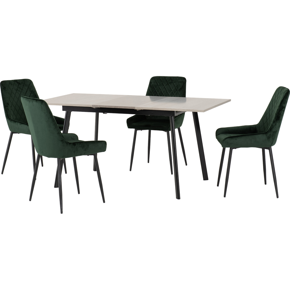 Seconique Avery 4 Seater Extending Dining Set Concrete and Emerald Green Image 2