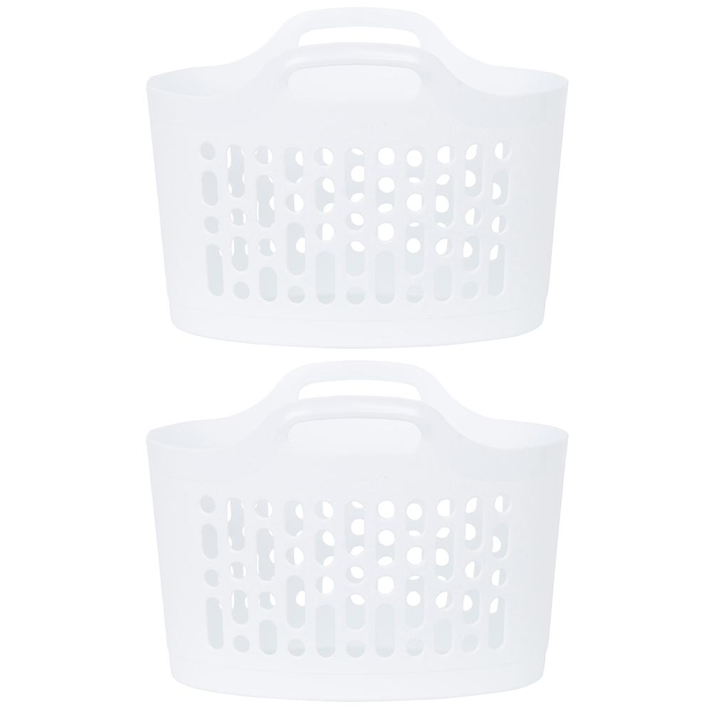 2 x Wham 8L Plastic Flexi Basket Ice White Image 1