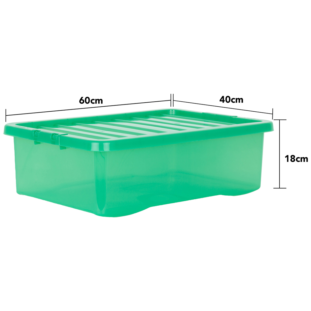 Wham Crystal 32L Clear Green Stackable Plastic Storage Box and Lid Pack 5 Image 6