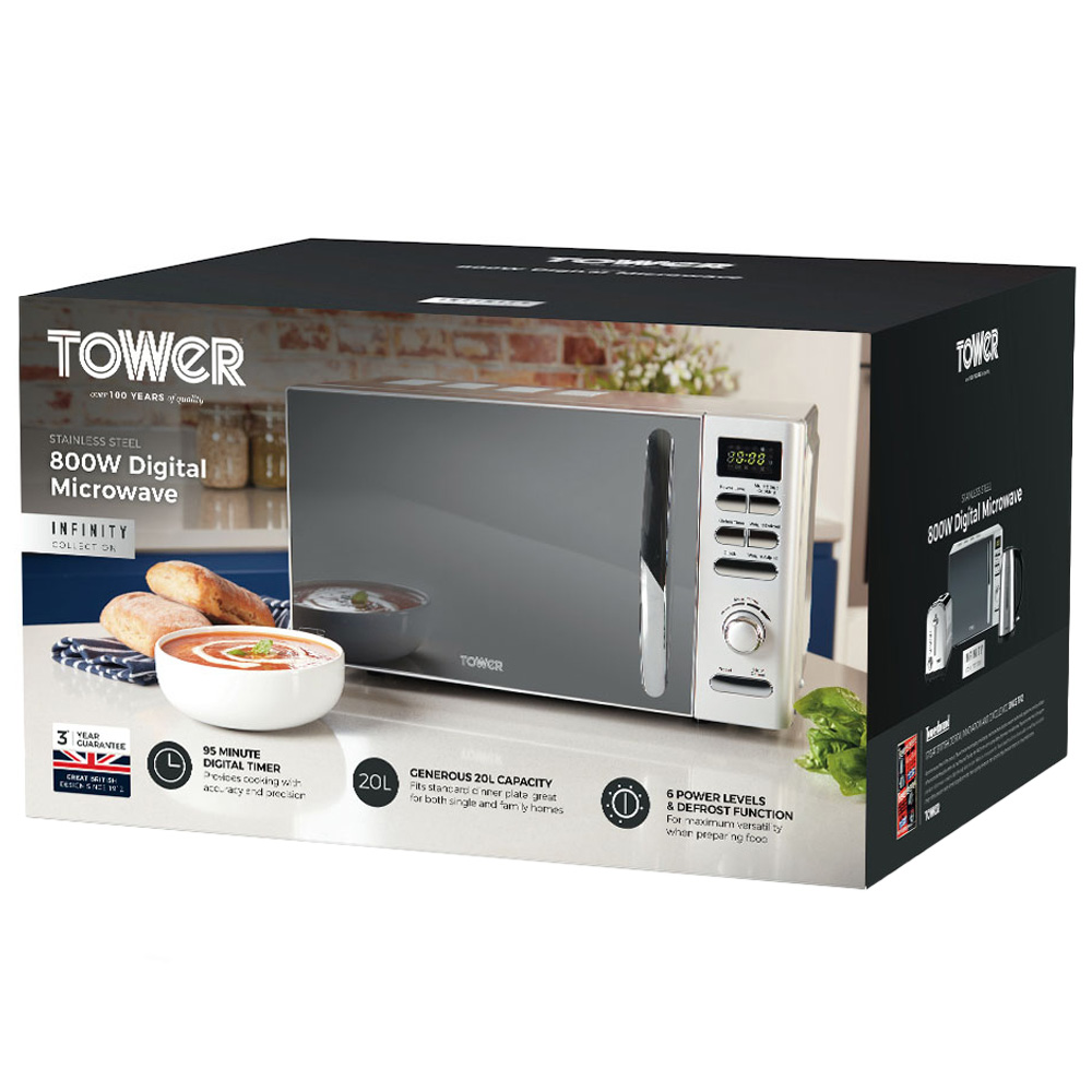 Tower Silver Infinity 800W 20L Digital Microwave Image 6