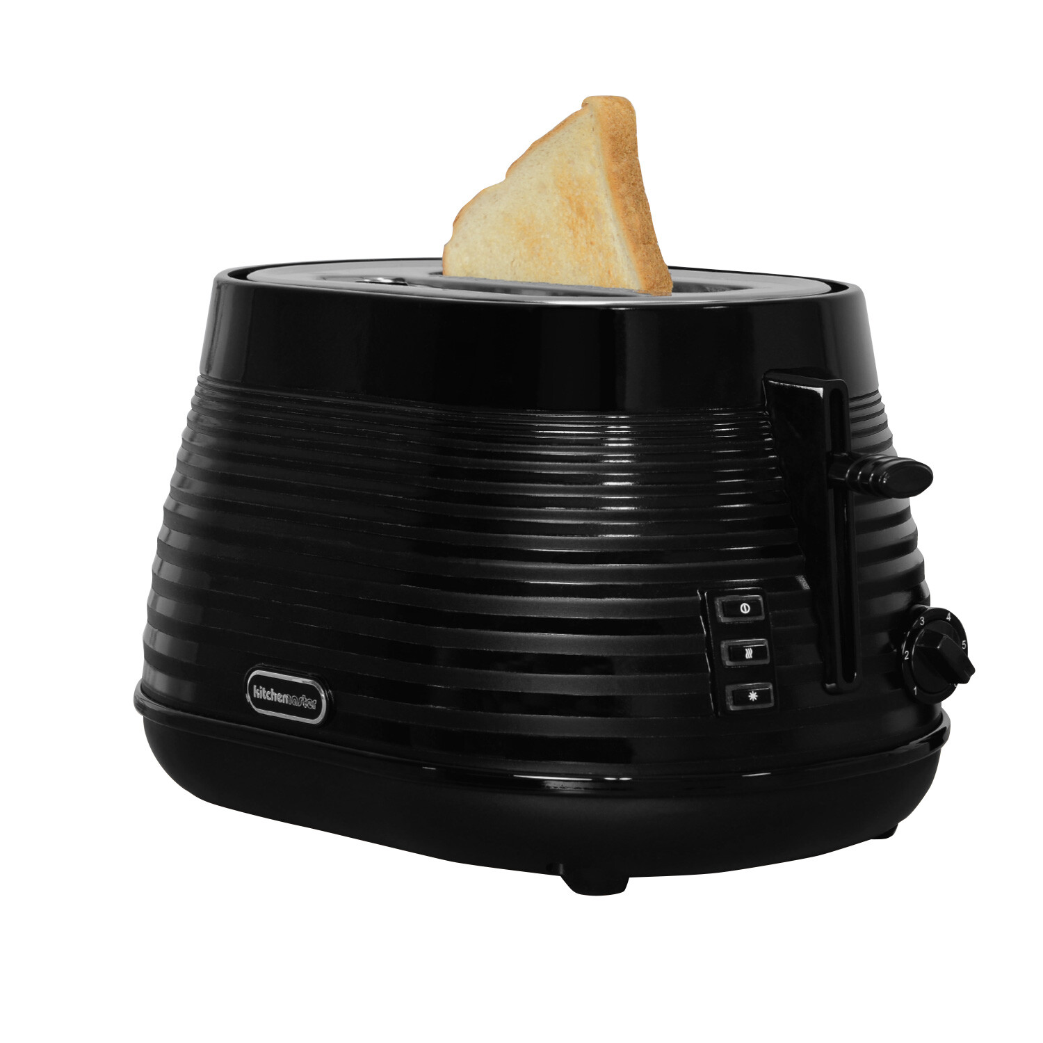 Nera Black 2 Slot Ribbed Plastic Toaster - Black Image 1