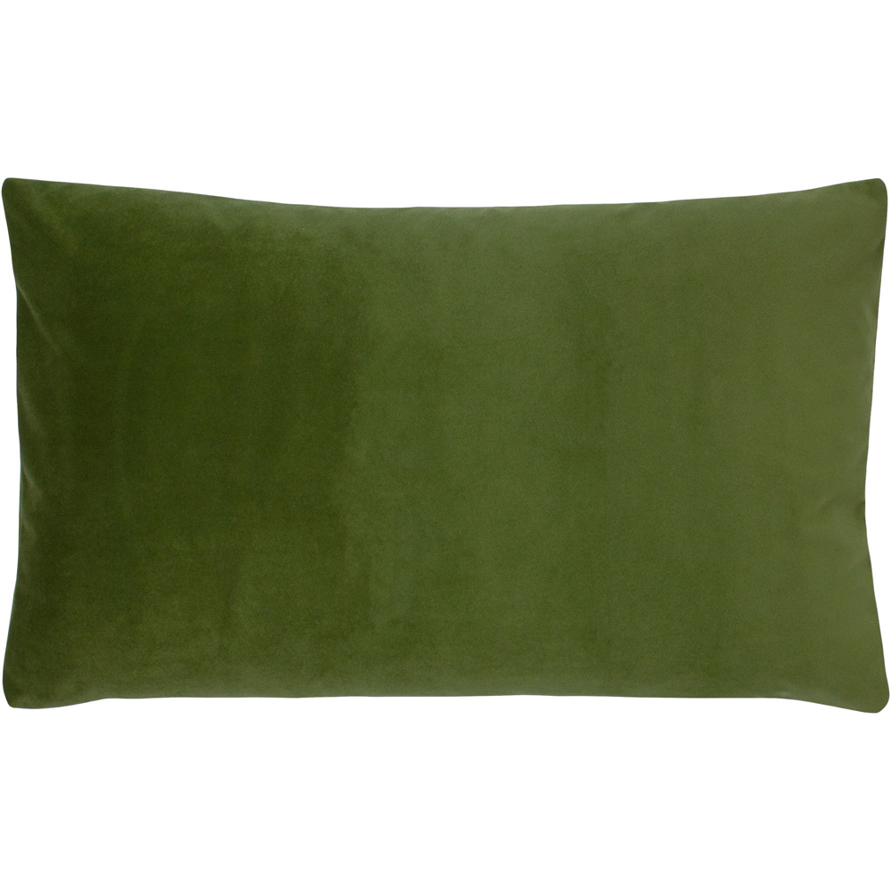 Paoletti Sunningdale Olive Rectangular Velvet Cushion Image 1