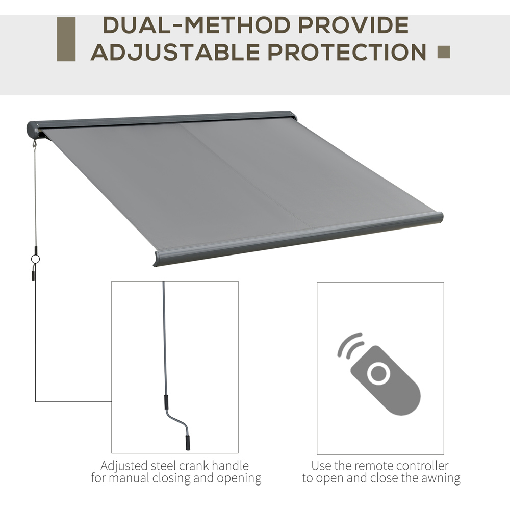 Outsunny 3.5 x 3m Grey Retractable Electric Canopy Cover Image 4