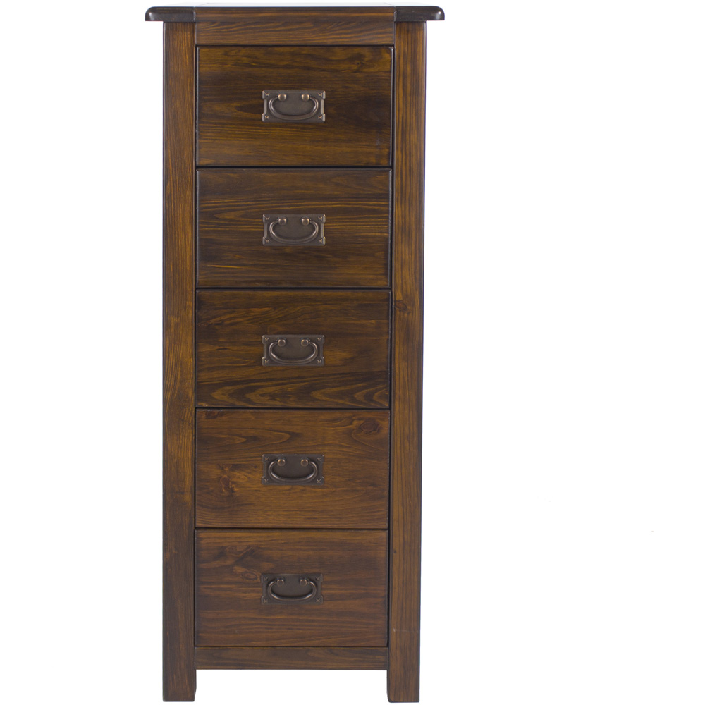 Boston 5 Drawer Dark Lacquer Narrow Chest of Drawers Image 5