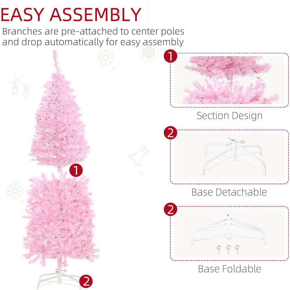 EverglowWarm White LED Pre-Lit Pink Artificial Christmas Tree 5ft Image 6