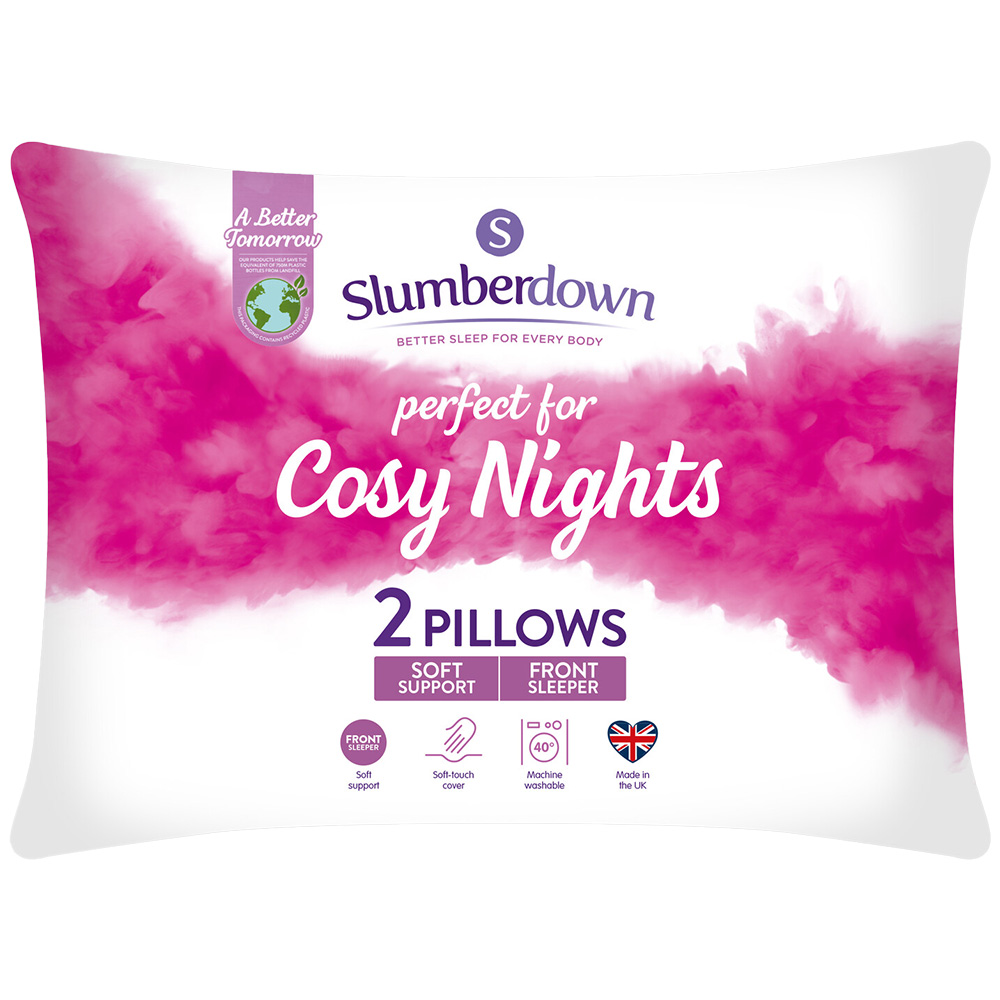 Slumberdown Cosy Nights White Pillow 48 x 74cm 2 Pack Image