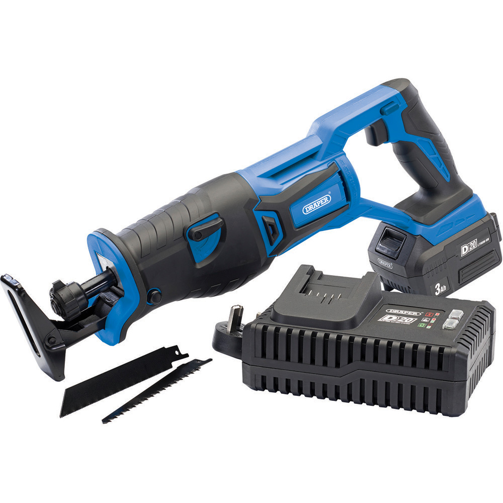 Draper D20 20V Brushless Reciprocating Saw with Battery and Fast Charger Image 1