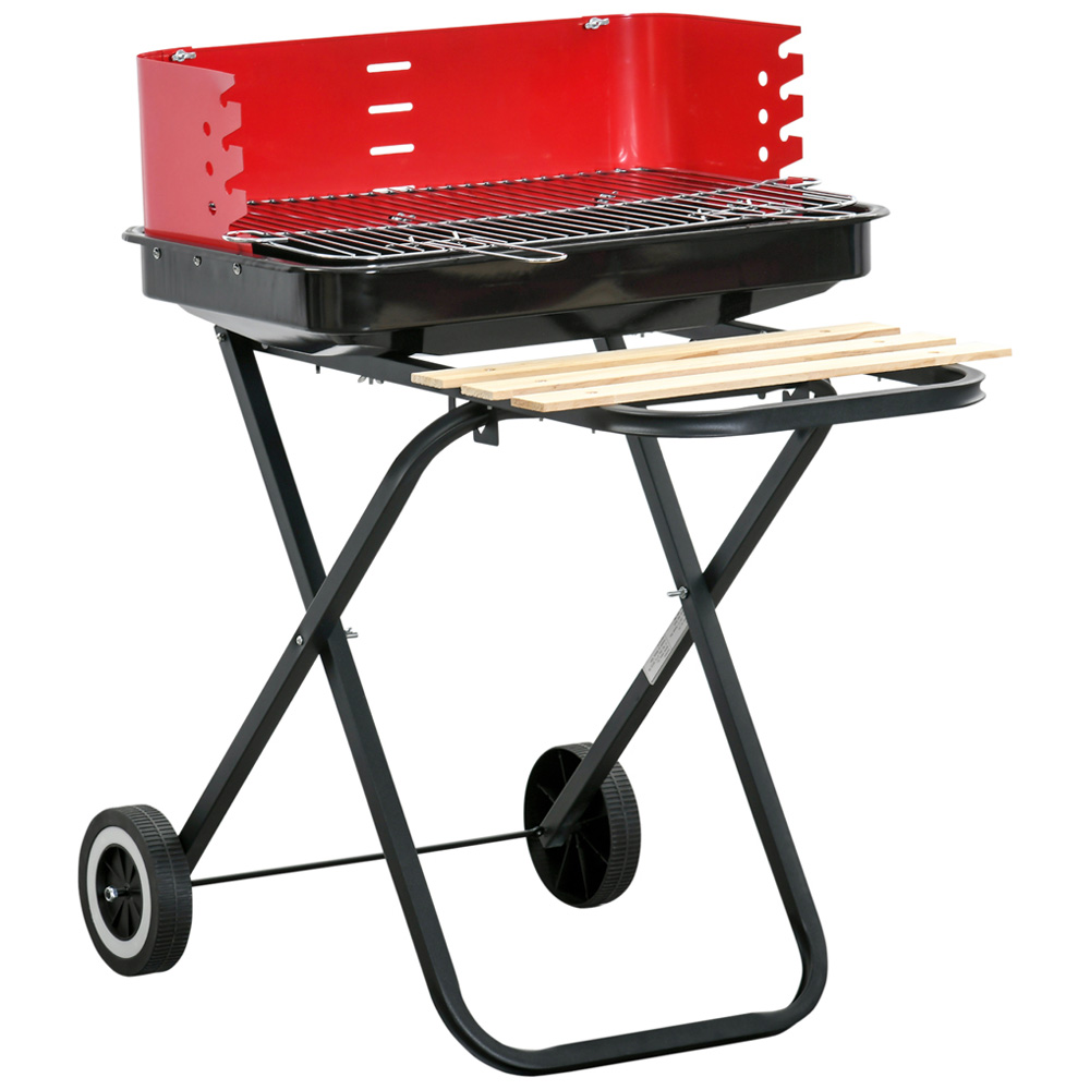 Outsunny Foldable Charcoal Trolley BBQ Grill Image 1