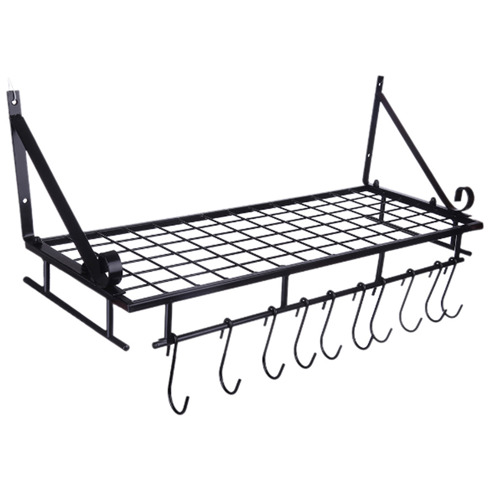 Living And Home WH0663 Black Metal Wall Hanging Kitchen Pot Rack Image 1