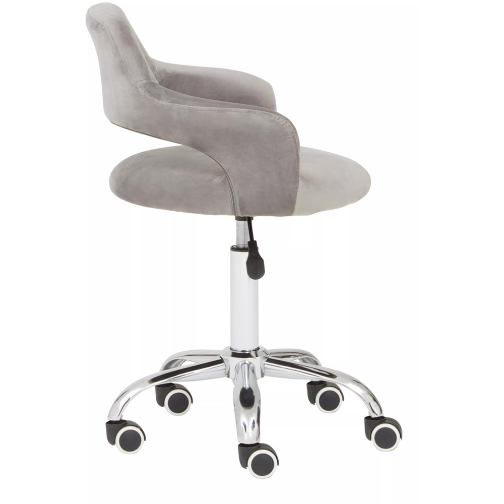 Premier Housewares Grey Velvet Swivel Curved Back Office Chair Image 4