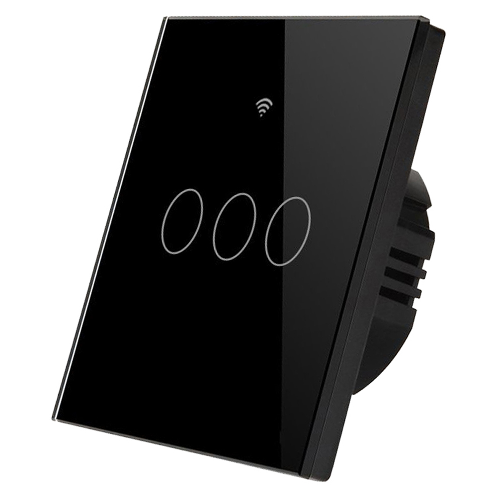ENER-J 3 Gang Black Smart Wi-Fi Touch Switch Image 1
