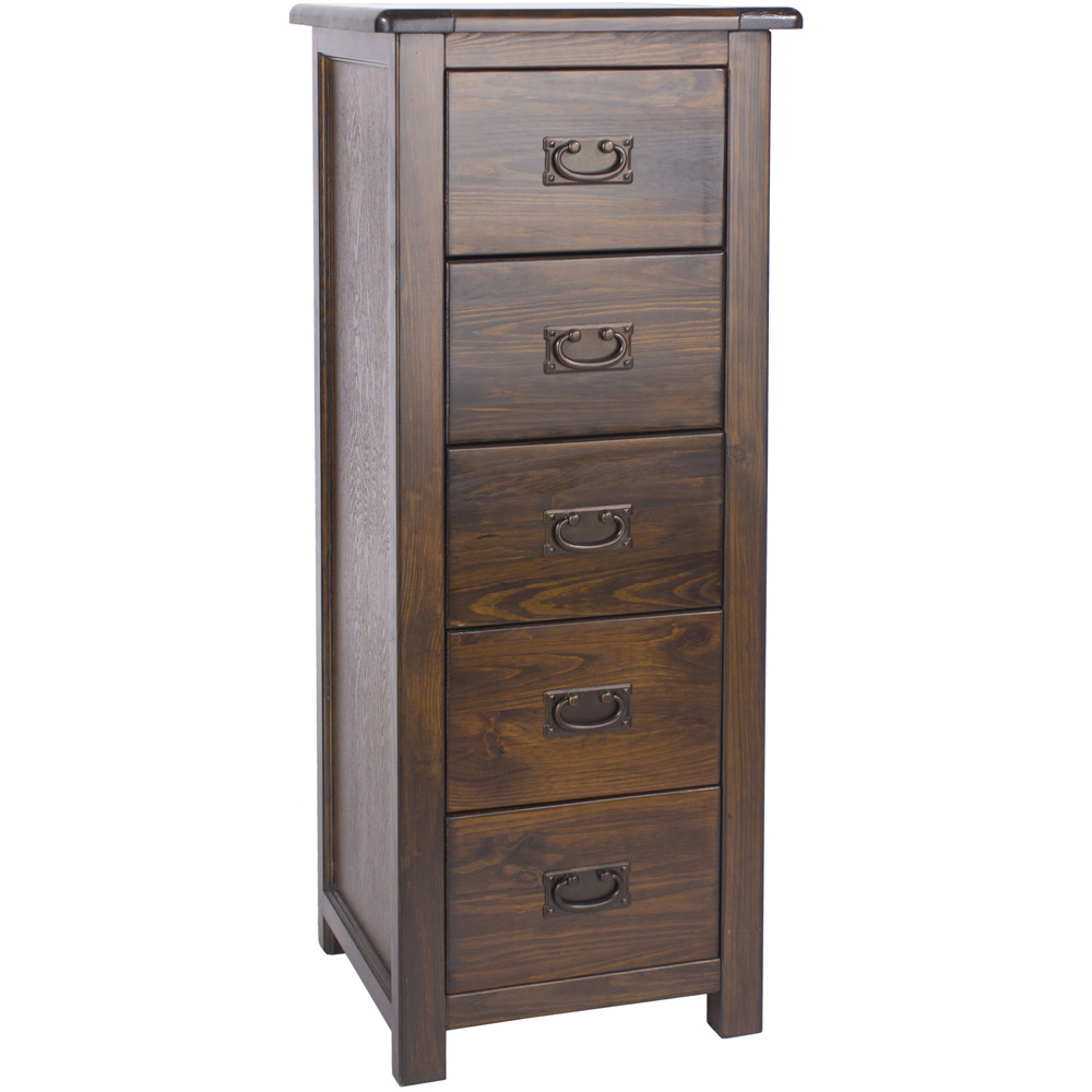 Boston 5 Drawer Dark Lacquer Narrow Chest of Drawers Image 3