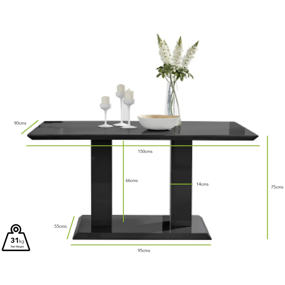 Furniturebox Molini Valera 6 Seater Dining Set Black High Gloss and Black Image 8