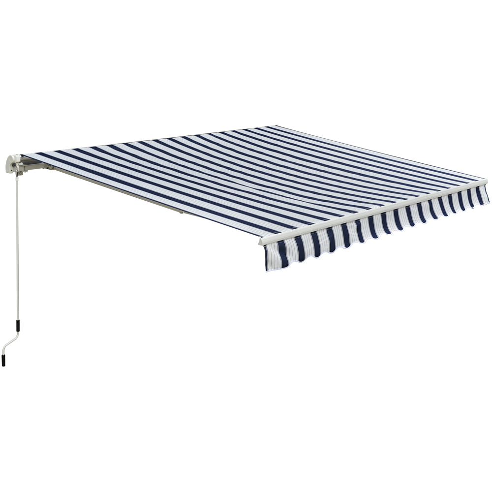 Outsunny Blue and White Striped Retractable Awning 3 x 2.5m Image 2