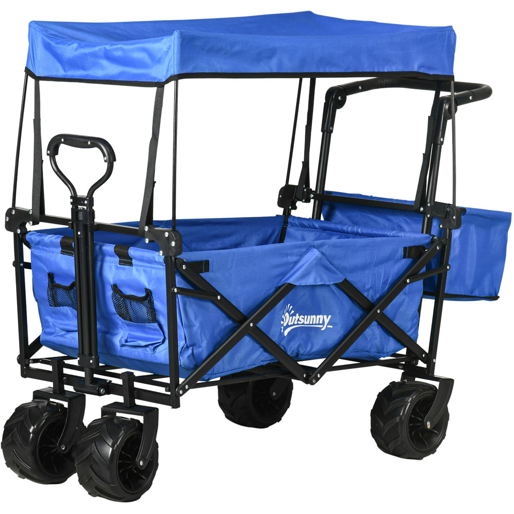 Outsunny Blue Folding Trolley Cart Image 1