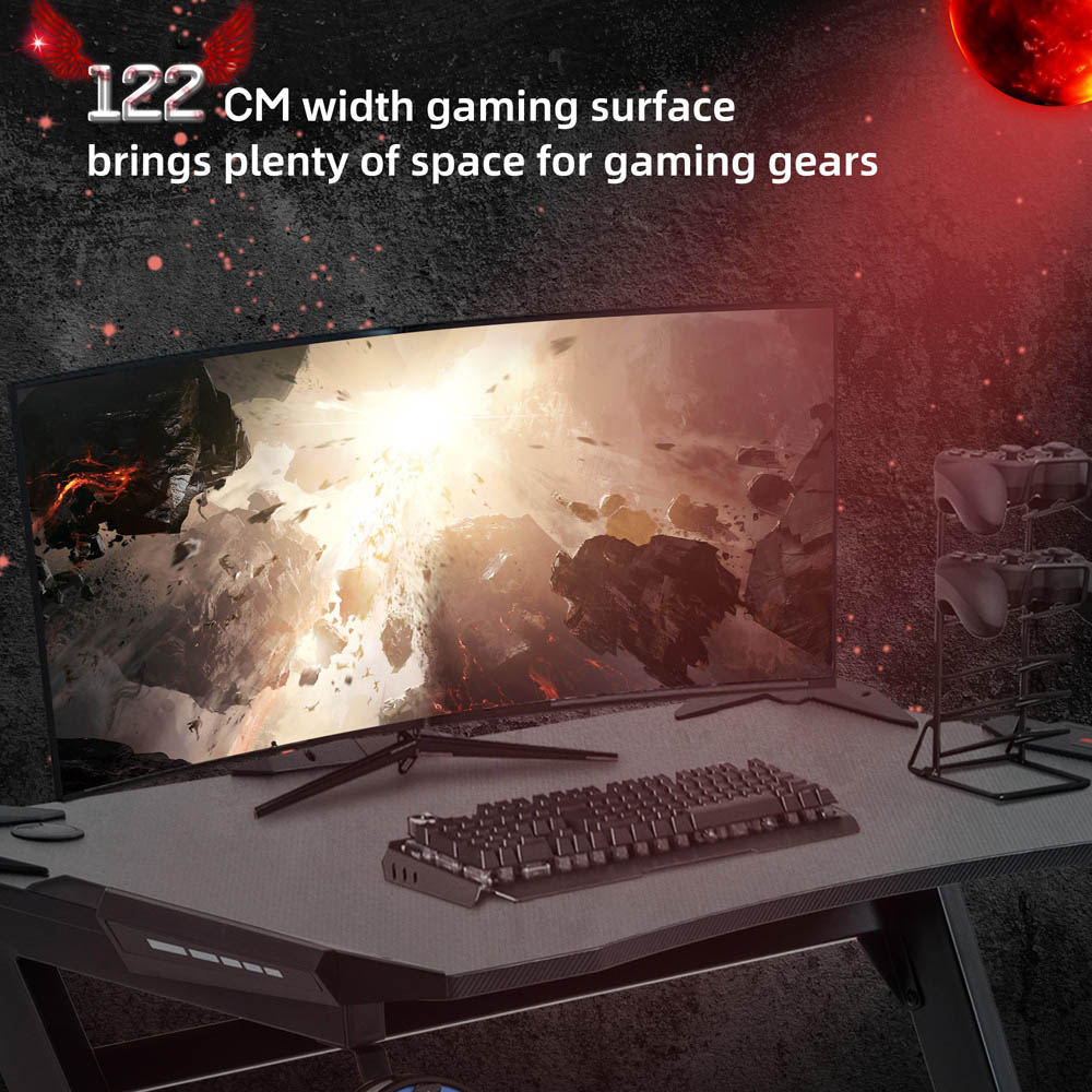 Portland Ergonomic Gaming Desk with Cup Holder Black Image 4