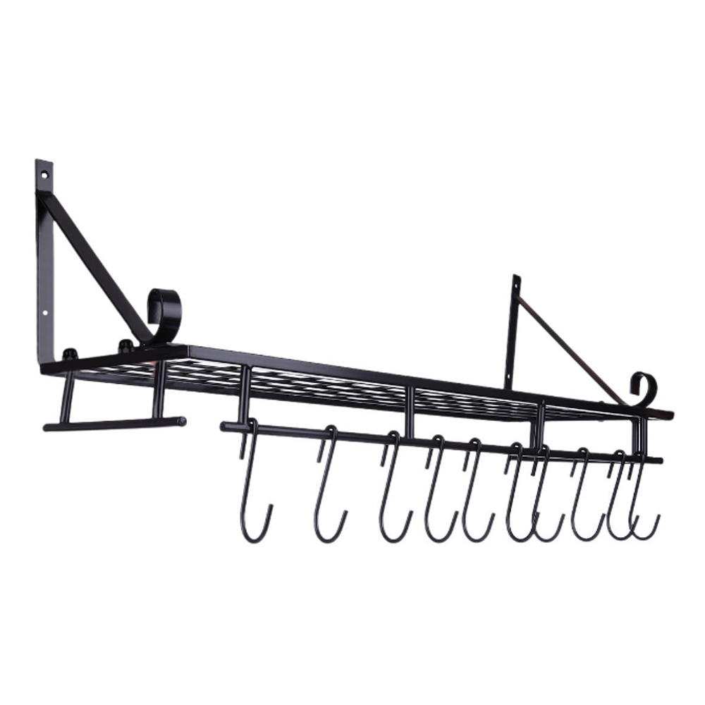 Living And Home WH0663 Black Metal Wall Hanging Kitchen Pot Rack Image 3