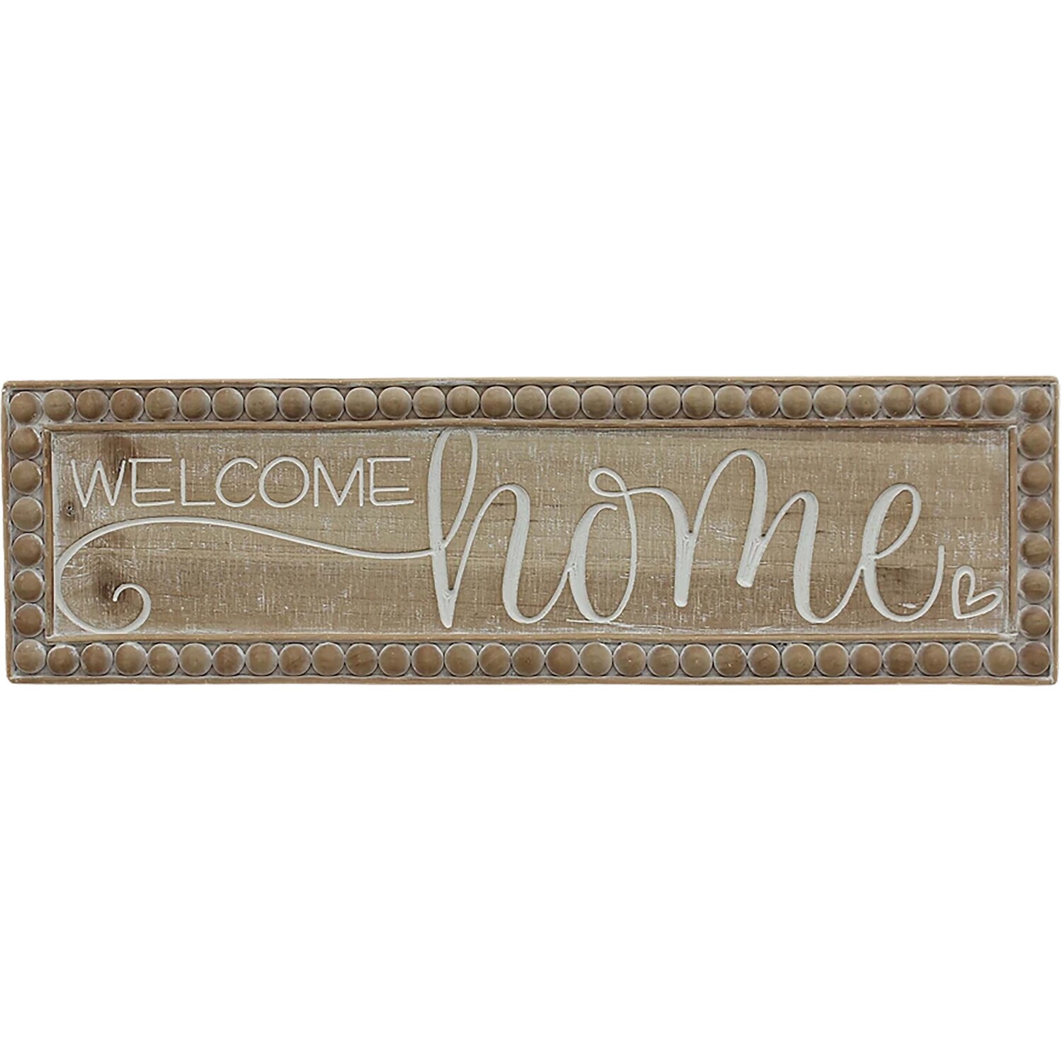 Welcome Home Beaded Wooden Plaque - Brown Image 1