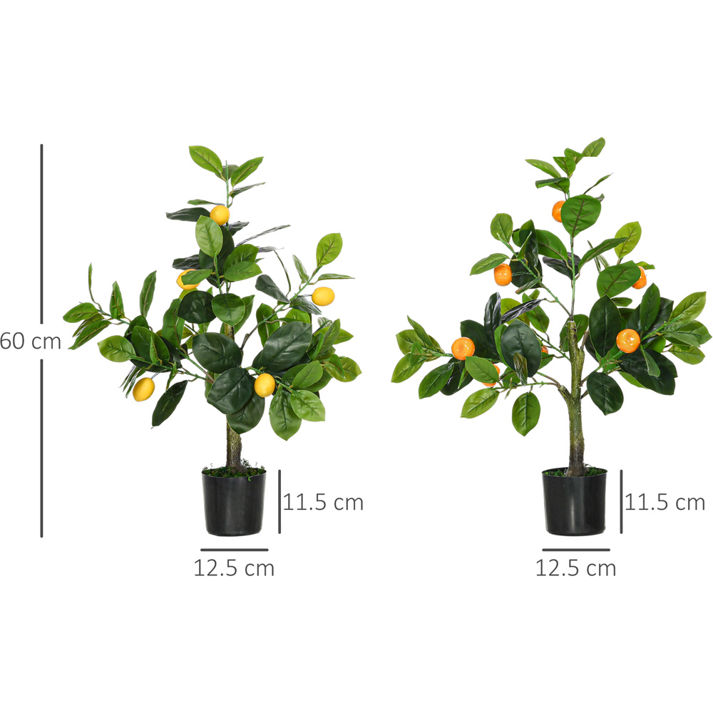 HOMCOM Lemon and Orange Artificial Plants with Pots Set 60cm Image 6