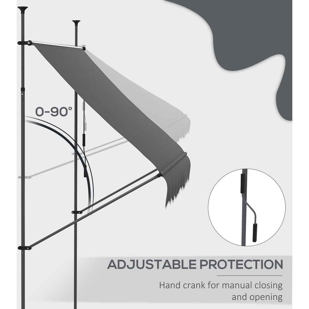 Outsunny Dark Grey Retractable Awning 2.5 x 1.2m Image 6