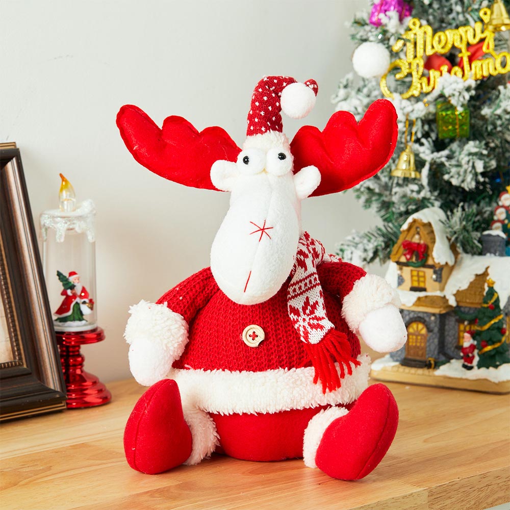 Living and Home Red and White Plush Reindeer Christmas Toy Image 2