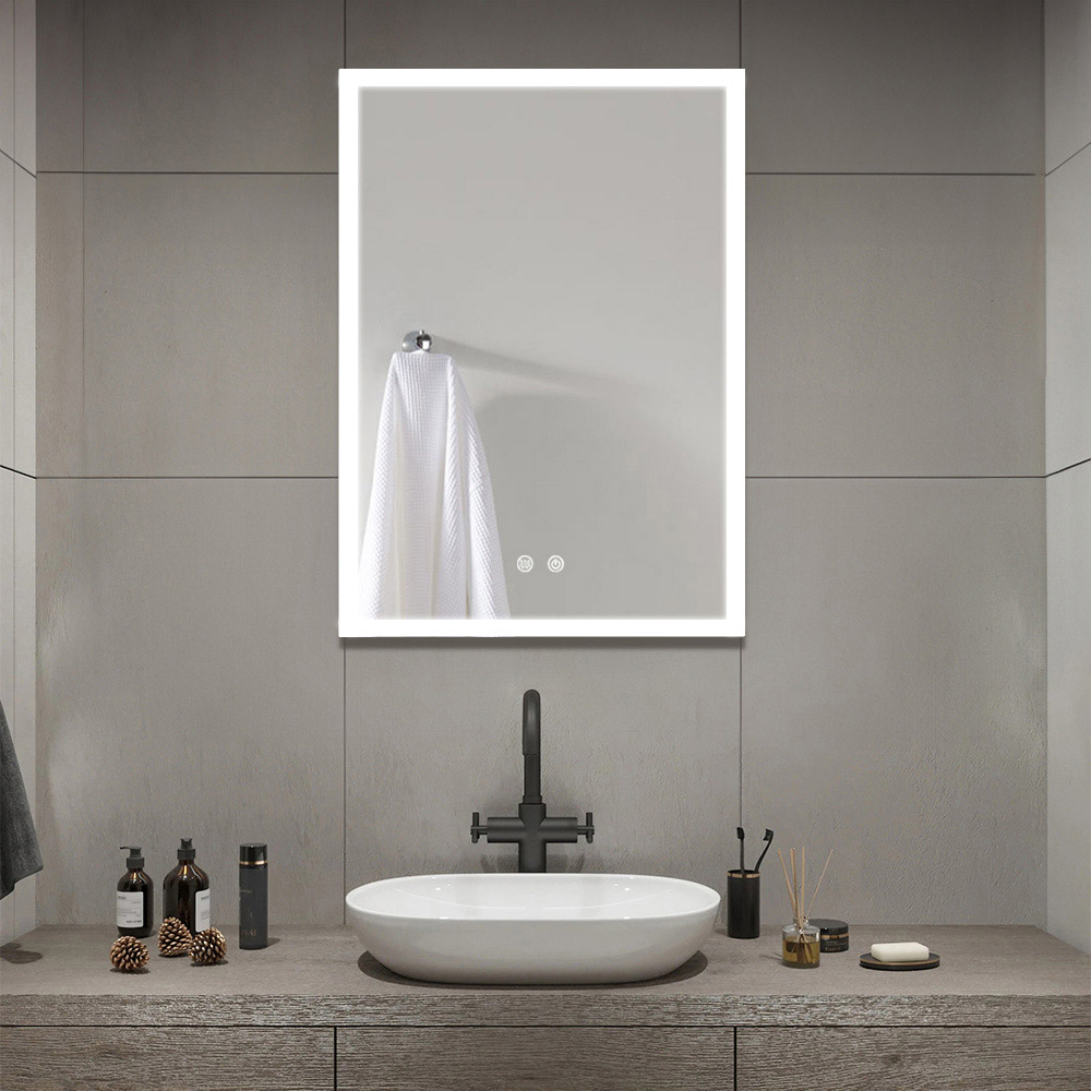 Living and Home White Mirror Bathroom Cabinet with 4 LED Side Bars Image 7