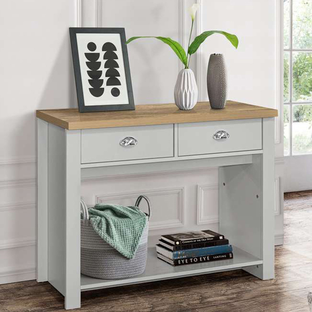 Highgate 2 Drawer Grey and Oak Console Table  Image 1