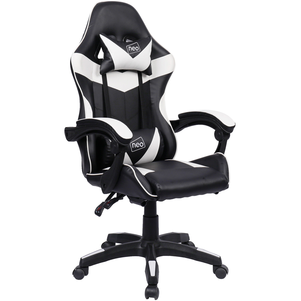 Neo Black and White PU Leather Swivel Office Chair Image 2