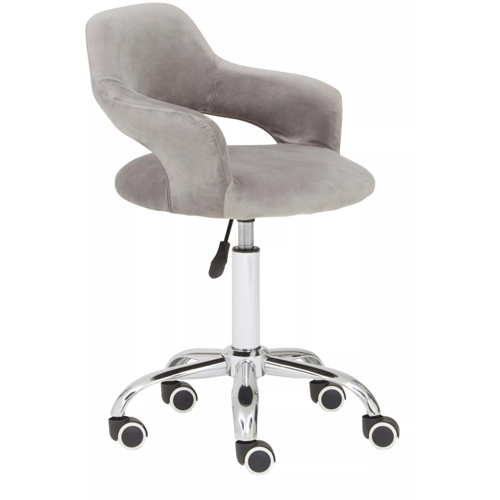 Premier Housewares Grey Velvet Swivel Curved Back Office Chair Image 6