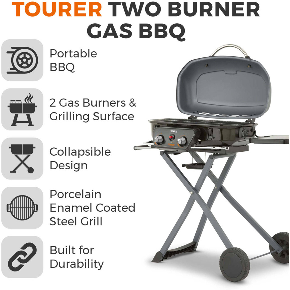 Tower Tourer 2 Burner Portable Gas BBQ Image 2