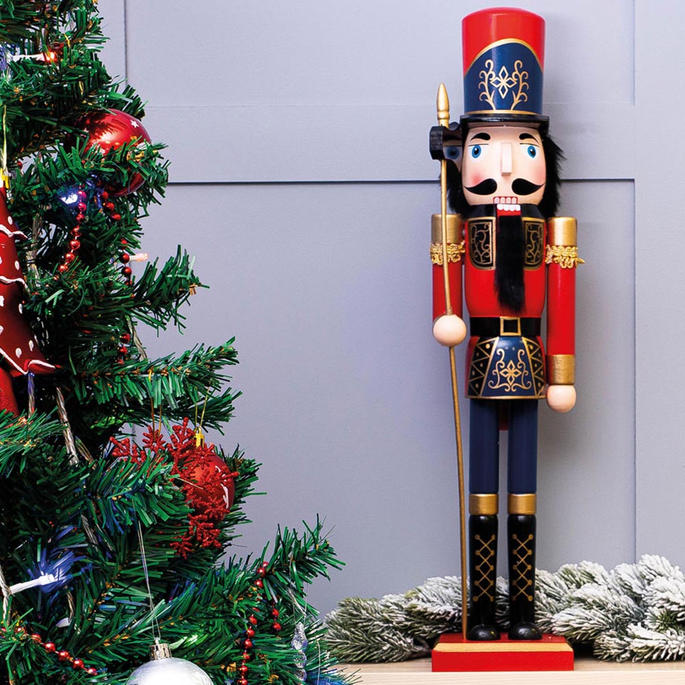 St Helens Red and Blue Christmas Nutcracker with Sceptre Image 2