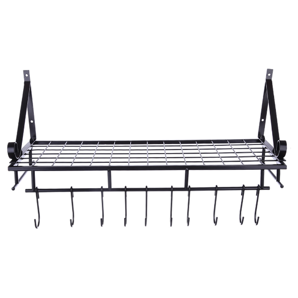 Living And Home WH0663 Black Metal Wall Hanging Kitchen Pot Rack Image 4