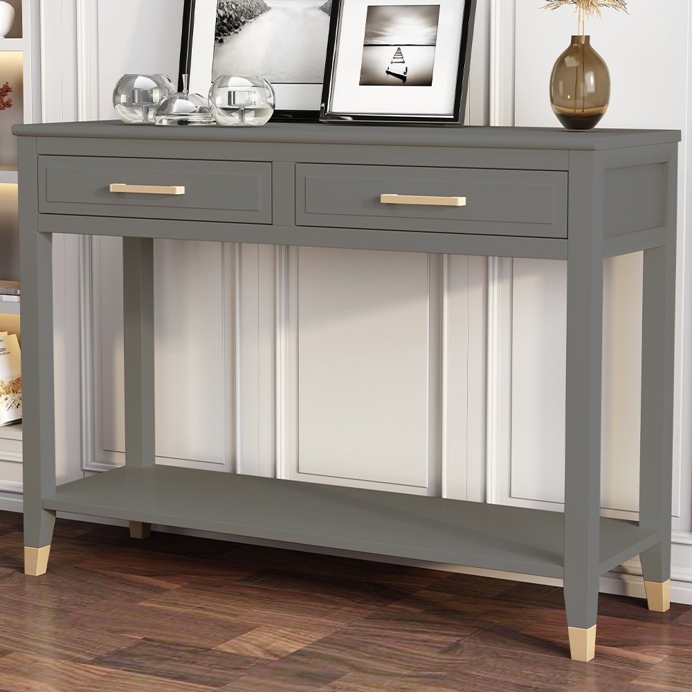Palazzi 2 Drawers Grey Console Table Image 1