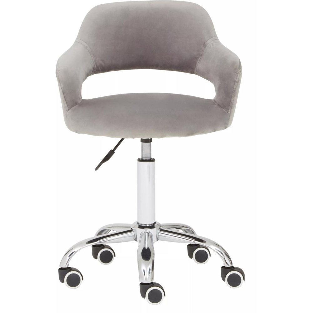 Premier Housewares Grey Velvet Swivel Curved Back Office Chair Image 2