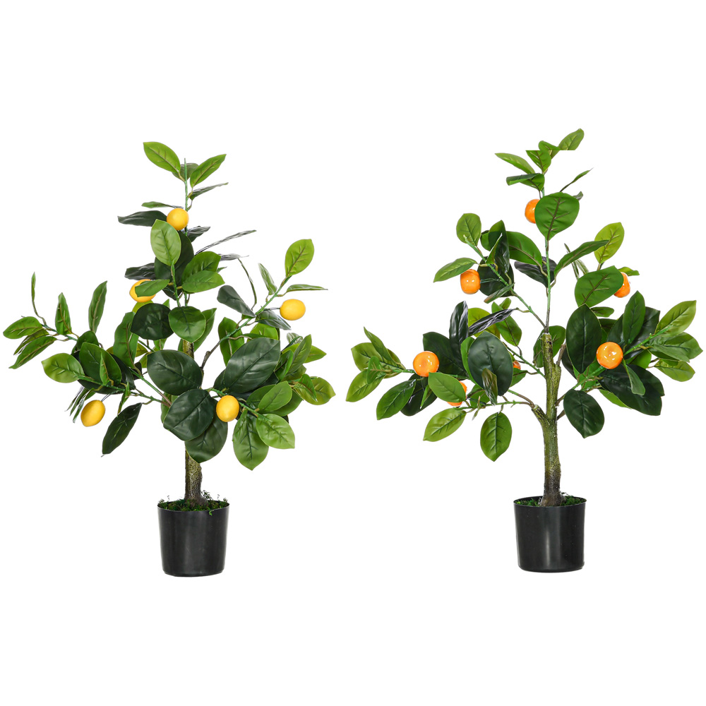 HOMCOM Lemon and Orange Artificial Plants with Pots Set 60cm Image 1