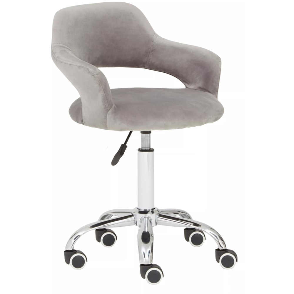 Premier Housewares Grey Velvet Swivel Curved Back Office Chair Image 3