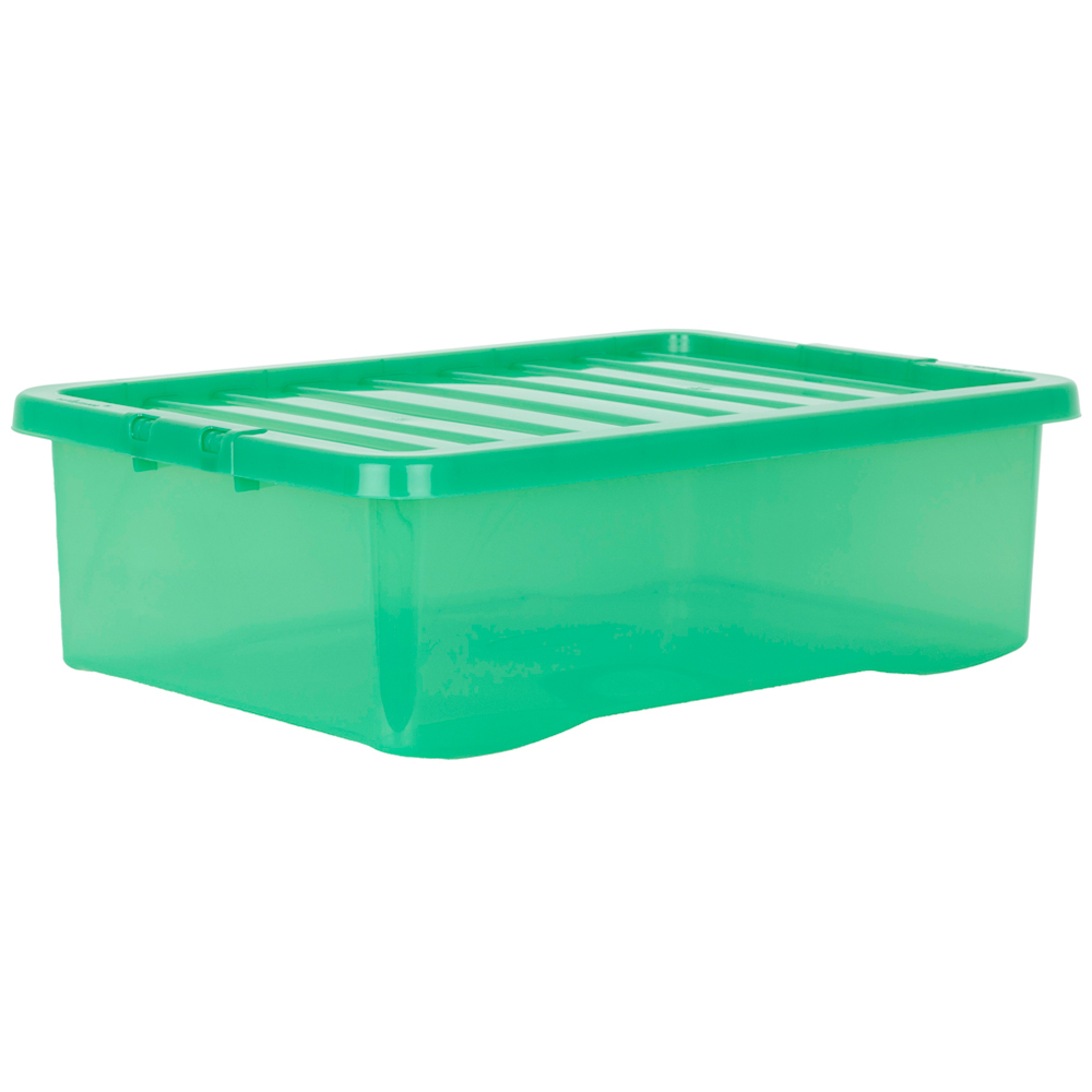 Wham Crystal 32L Clear Green Stackable Plastic Storage Box and Lid Pack 5 Image 3